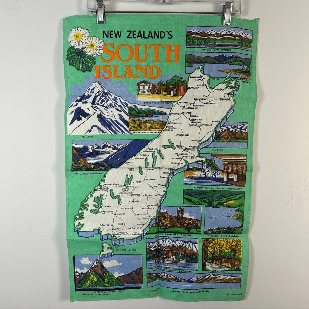 New Zealand South Island Map Bath Towel - Green